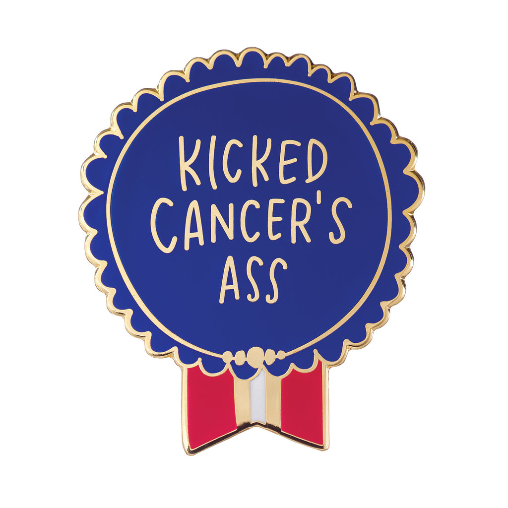 Em & Friends Kicked Cancer's Ass Everyday Bravery Enamel Pin by Em and Friends, SKU 2-02373