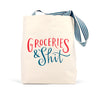 view Em & Friends Groceries & Shit Tote Bag (Cream) Canvas Tote Bag by Em and Friends, SKU 2-02135
