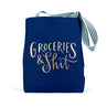 view Em & Friends Groceries & Shit Tote Bag (Navy) Canvas Tote Bag by Em and Friends, SKU 2-02784