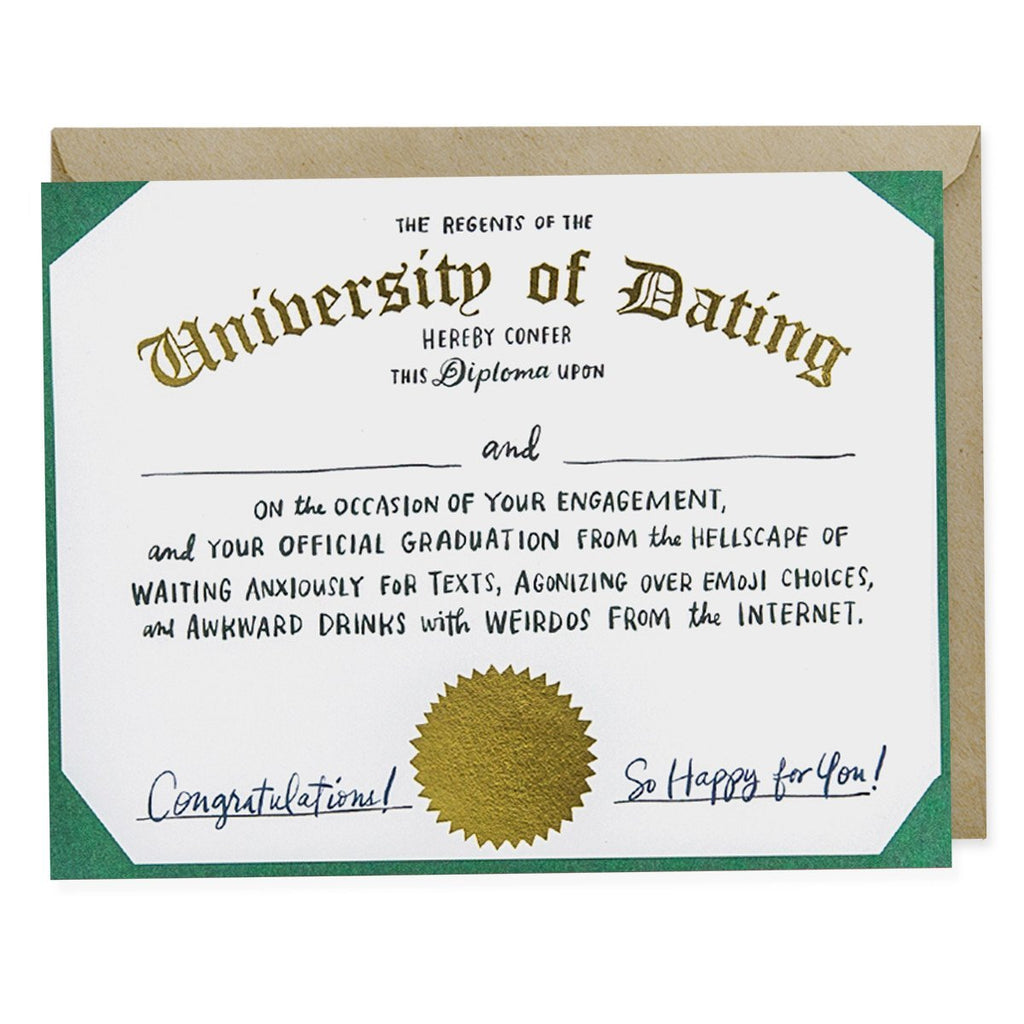 Em & Friends Dating Diploma Wedding Foil Card Sale Greeting Card by Em and Friends, SKU 2-02321