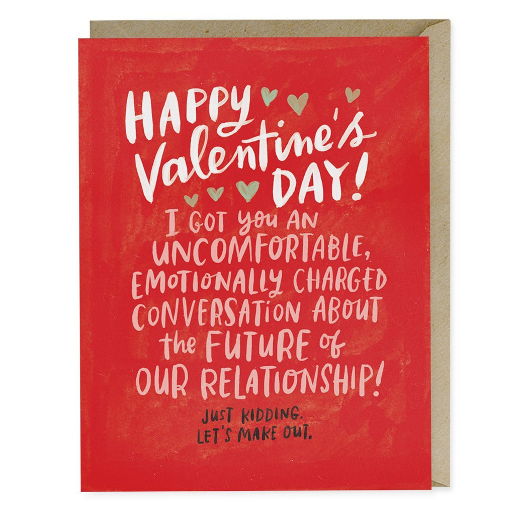 Em & Friends Uncomfortable Convos Valentine Card Blank Greeting Cards with Envelope by Em and Friends, SKU 2-02334