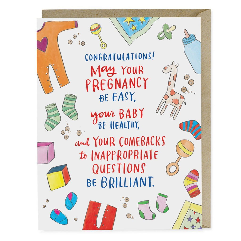 Em & Friends Inappropriate Questions Baby Card Blank Greeting Cards with Envelope by Em and Friends, SKU 2-02338