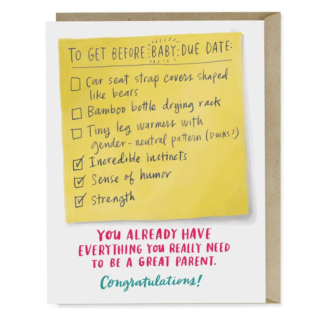 Em & Friends Due Date Checklist Baby Card by Em and Friends, SKU 2-02339