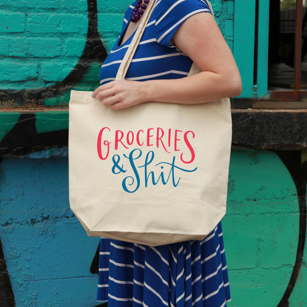 Groceries & Shit Tote Bag (Cream)