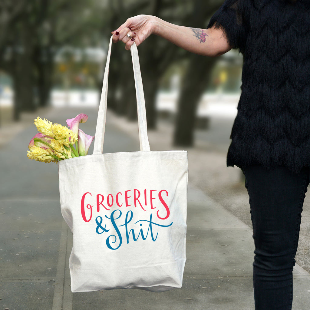 Groceries & Shit Tote Bag (Cream)