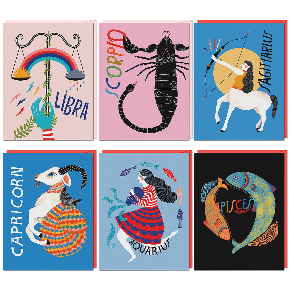 Zodiac Cards, Box of 12 Assorted