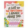 view Top 3 Things Greeting Card