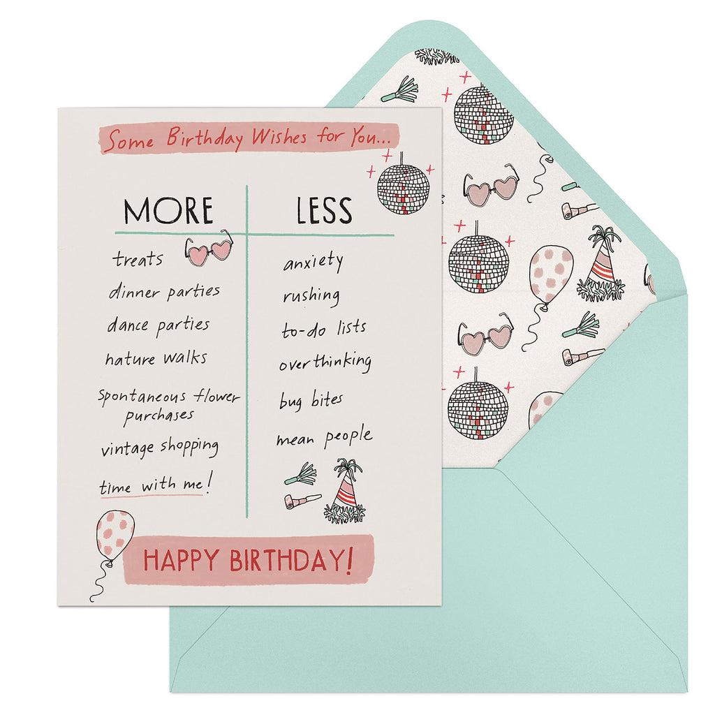 Julia Rothman Birthday More/Less Greeting Cards