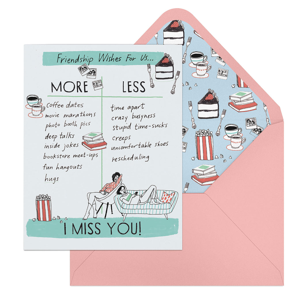 Julia Rothman Miss You Friend More/Less Greeting Cards