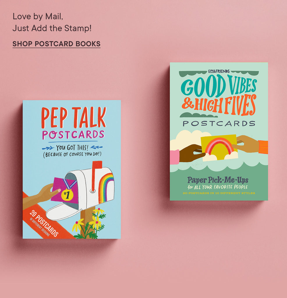 Em & Friends postcard books Shop Now.