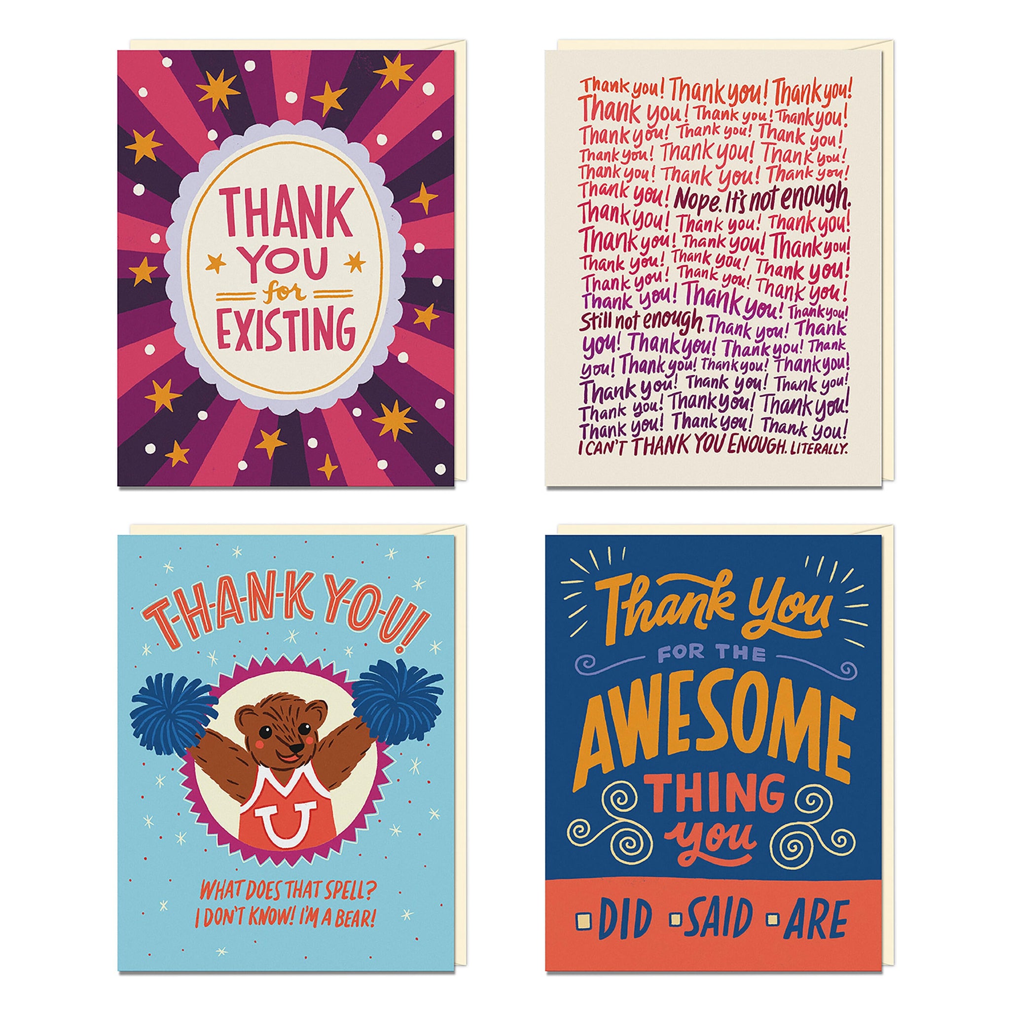 Em & Friends Thank You Cards, Box of 8 Assorted