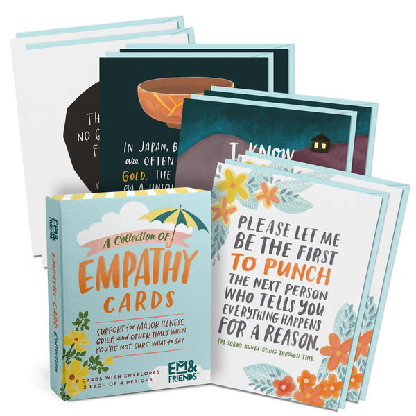Sympathy Cards, 8 Assorted Empathy Cards By Em & Friends