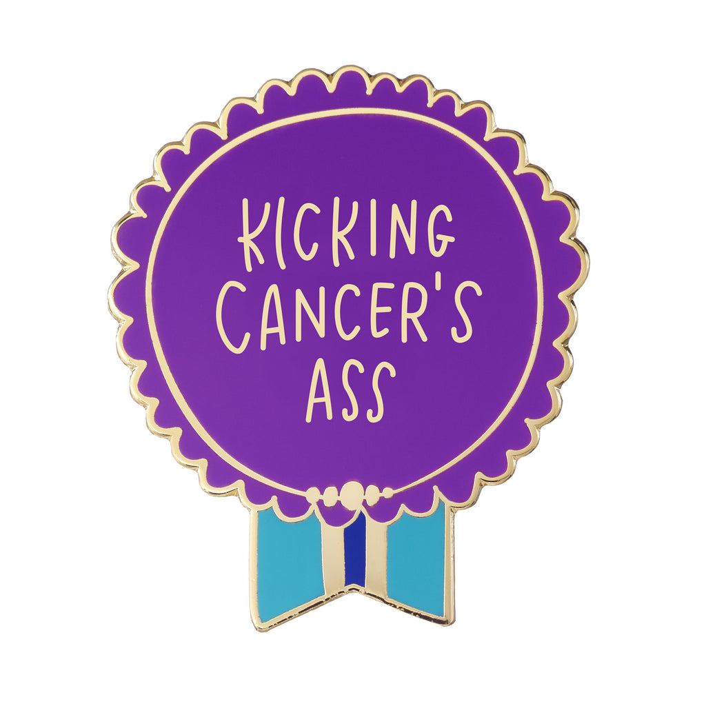Em & Friends Kicking Cancer's Ass Everyday Bravery Enamel Pin by Em and Friends, SKU 2-02435