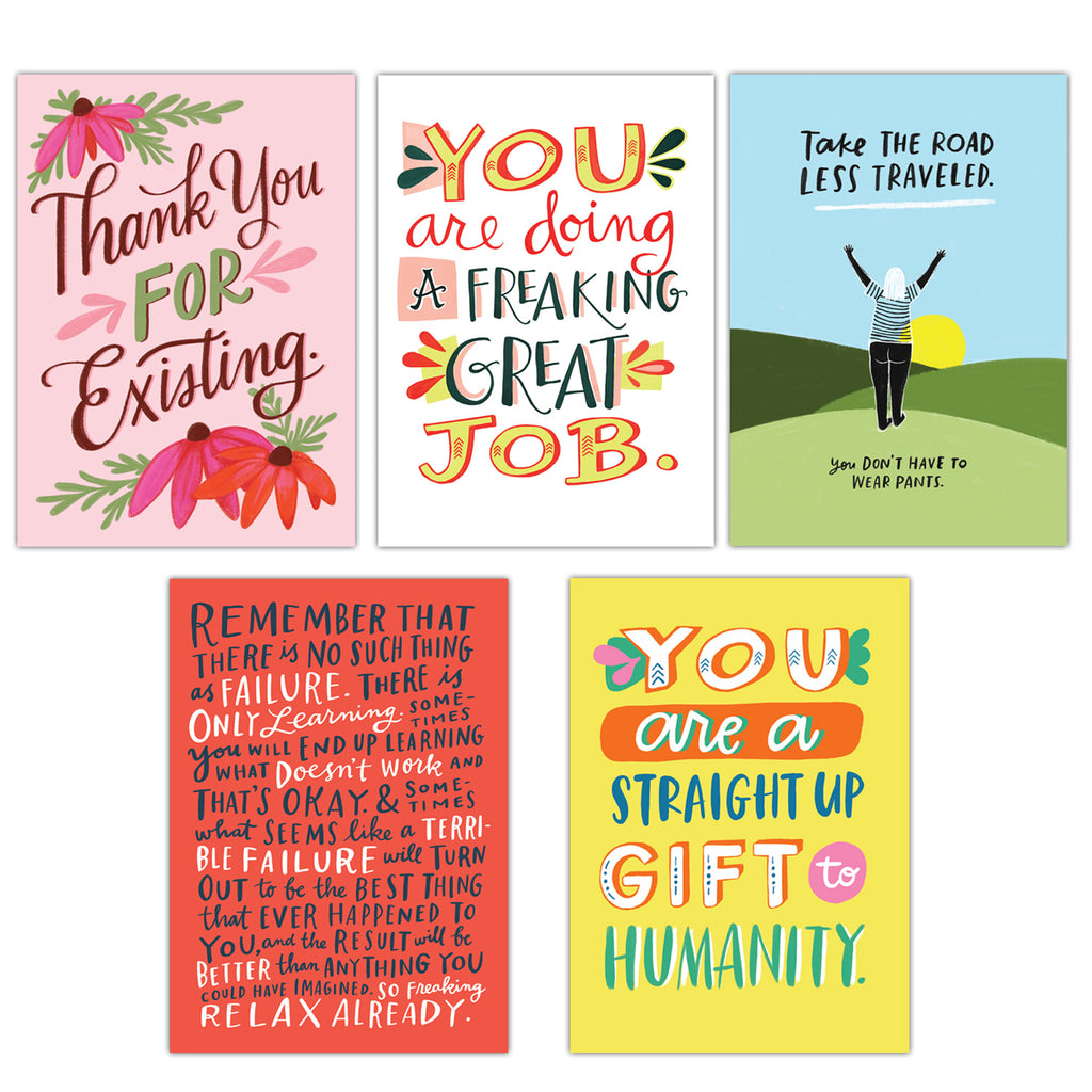 Em & Friends Pep Talk Postcard Book 20 Assorted Thinking of You Cards Postcards Set by Em and Friends