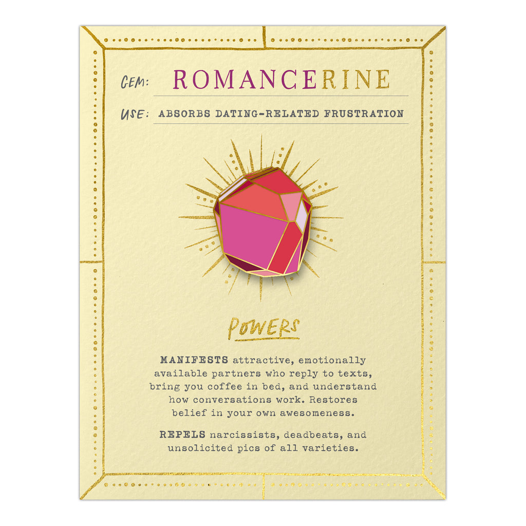 Em & Friends Romancerine Fantasy Stone Pin & Card Spiritual Greeting Card & Pin by Em and Friends
