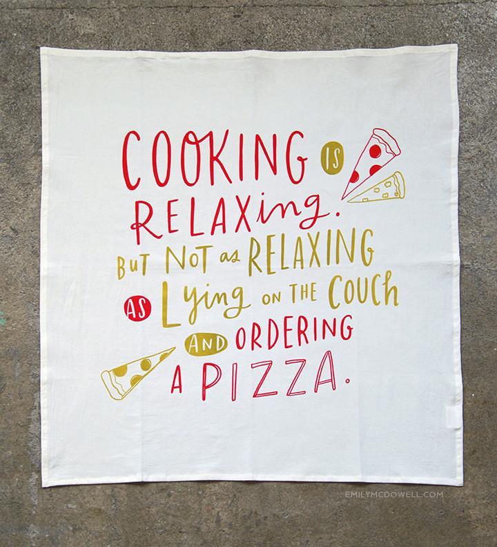 Em & Friends Cooking Is Relaxing Dish Towel by Em and Friends, SKU 100-DT