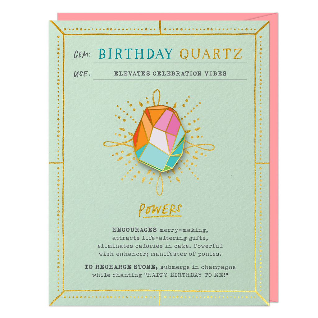 Em & Friends Birthday Quartz Fantasy Stone Pin & Card Spiritual Greeting Card & Pin by Em and Friends, SKU 2-02599