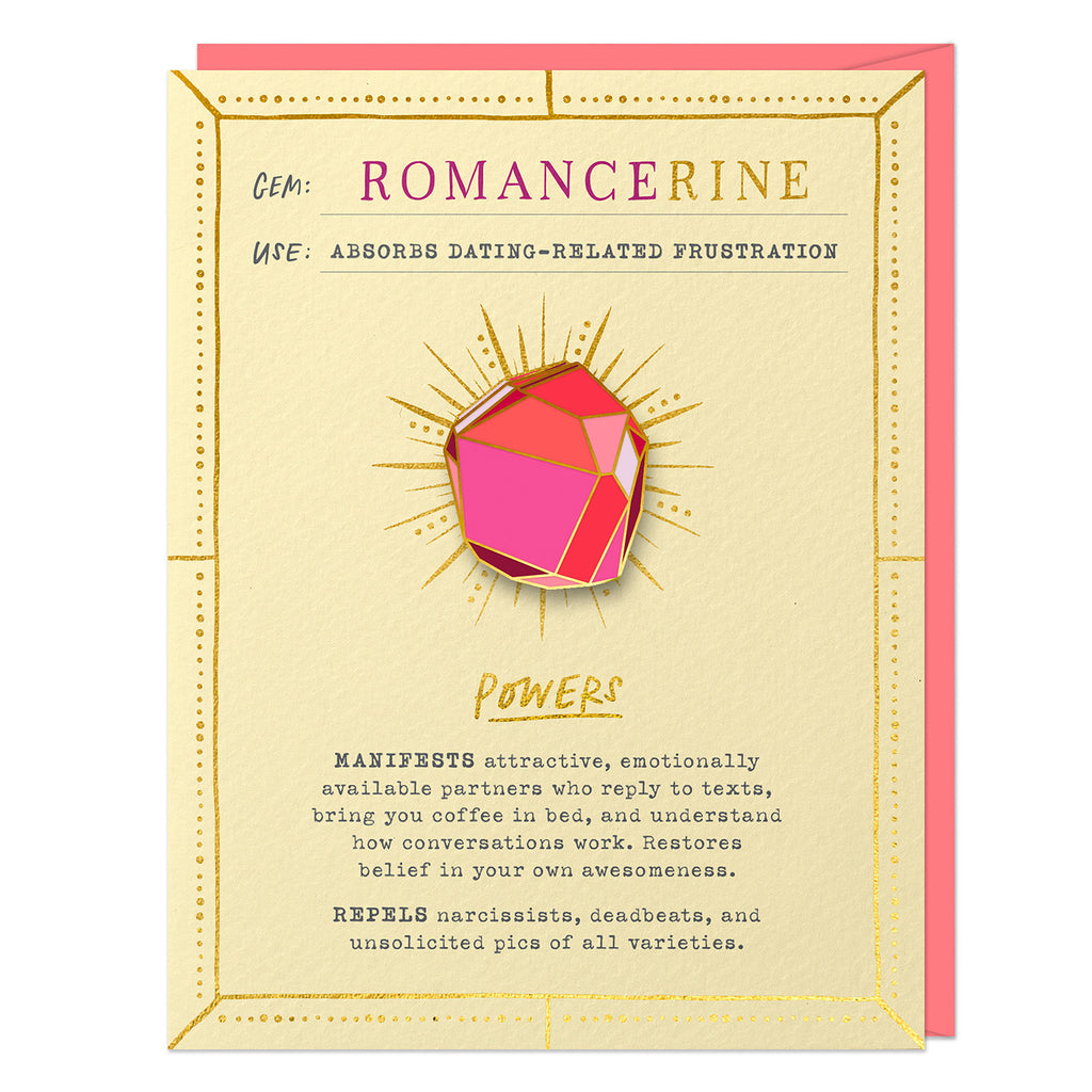 Em & Friends Romancerine Fantasy Stone Pin & Card Spiritual Greeting Card & Pin by Em and Friends, SKU 2-02601