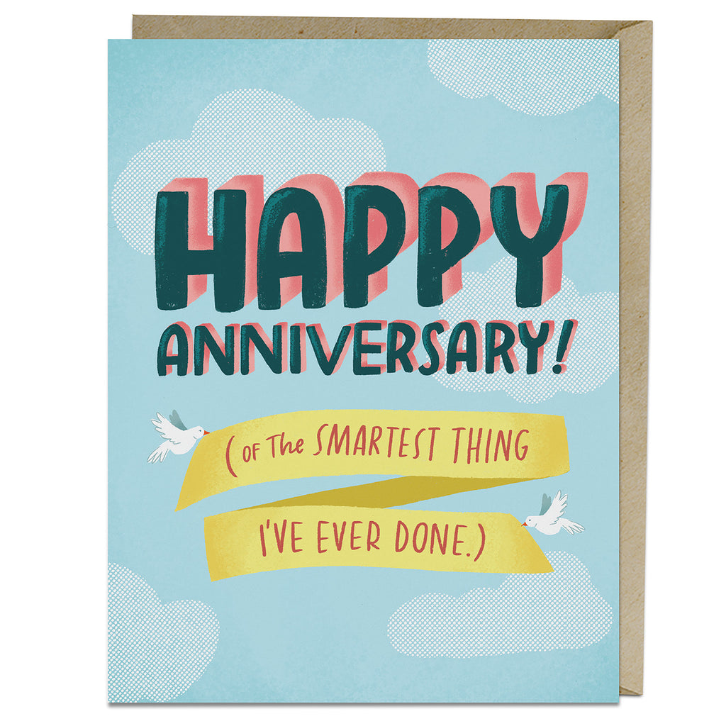 Em & Friends Smartest Things Anniversary Card Blank Greeting Cards with Envelope by Em and Friends, SKU 2-02626