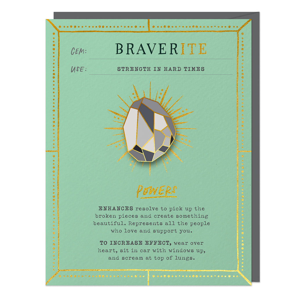 Em & Friends Braverite Fantasy Stone Pin & Card Spiritual Greeting Card & Pin by Em and Friends, SKU 2-02649
