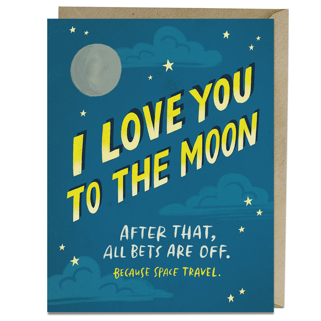 Em & Friends To The Moon Love Card Blank Greeting Cards with Envelope by Em and Friends, SKU 2-02729