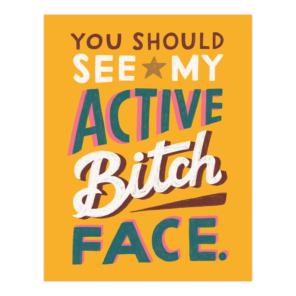 Em & Friends Active Bitch Face Sticker Inspirational Laptop Sticker by Em and Friends, SKU 2-02752
