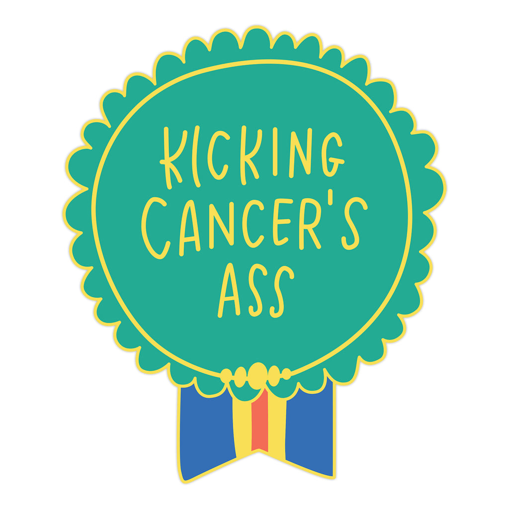 Em & Friends Kicking Cancer’s Ass Everyday Bravery Sticker Inspirational Laptop Sticker by Em and Friends, SKU 2-02759