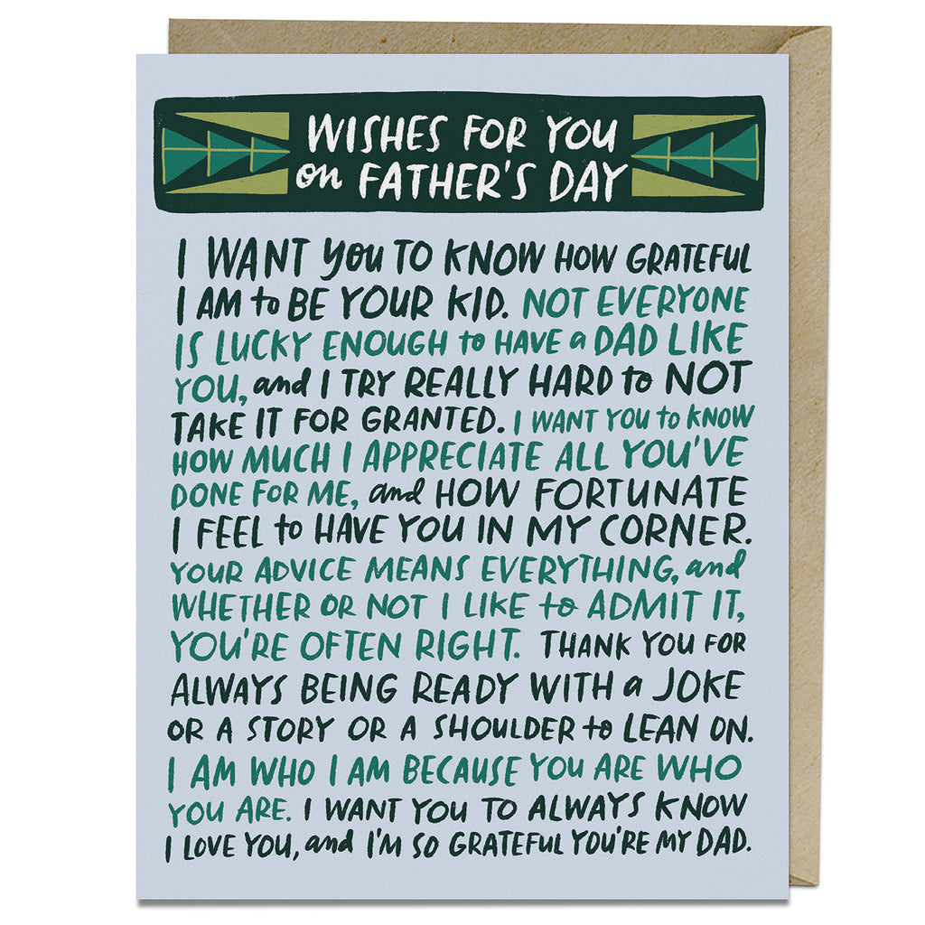 Em & Friends Wishes For You Father's Day Card Blank Greeting Cards with Envelope by Em and Friends, SKU 2-02783