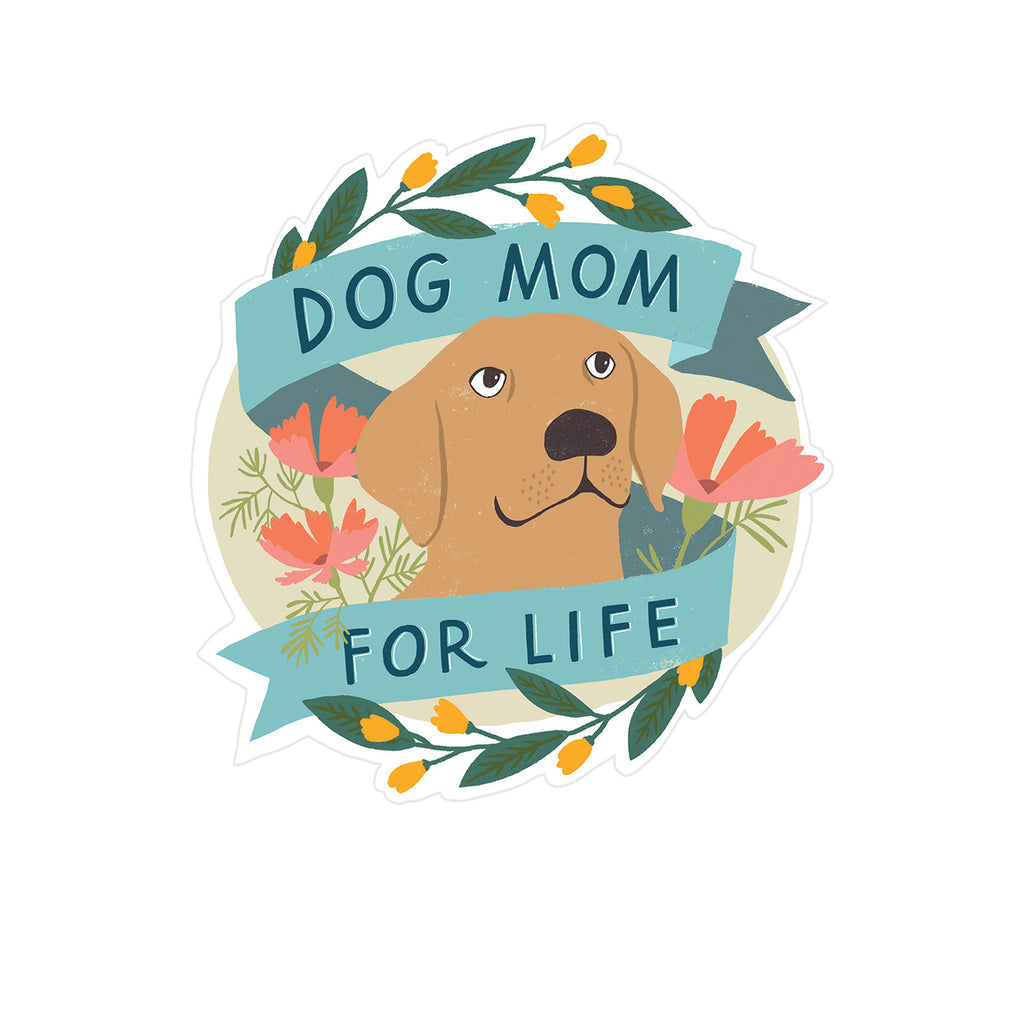 Em & Friends Dog Mom for Life Birthday Sticker Card Blank Greeting Cards with Envelope by Em and Friends