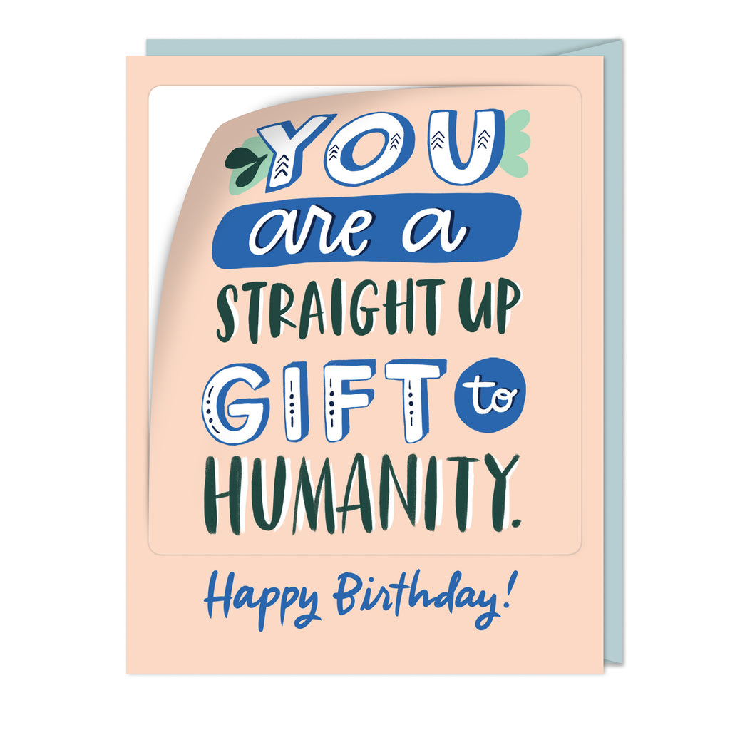 Em & Friends Gift to Humanity Birthday Sticker Card Blank Greeting Cards with Envelope by Em and Friends, SKU 2-02810