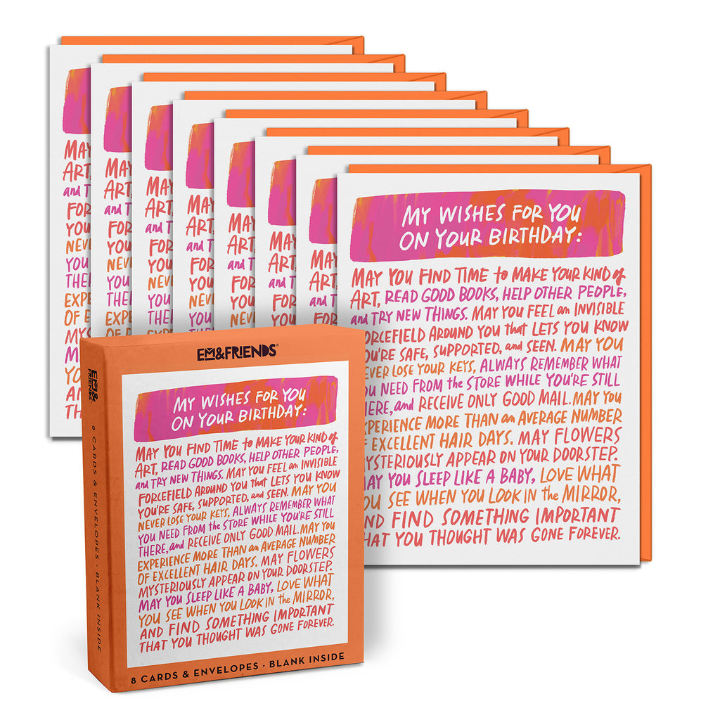 Wishes for You Birthday Card, Box of 8 Single by Em & Friends, SKU 2-02888