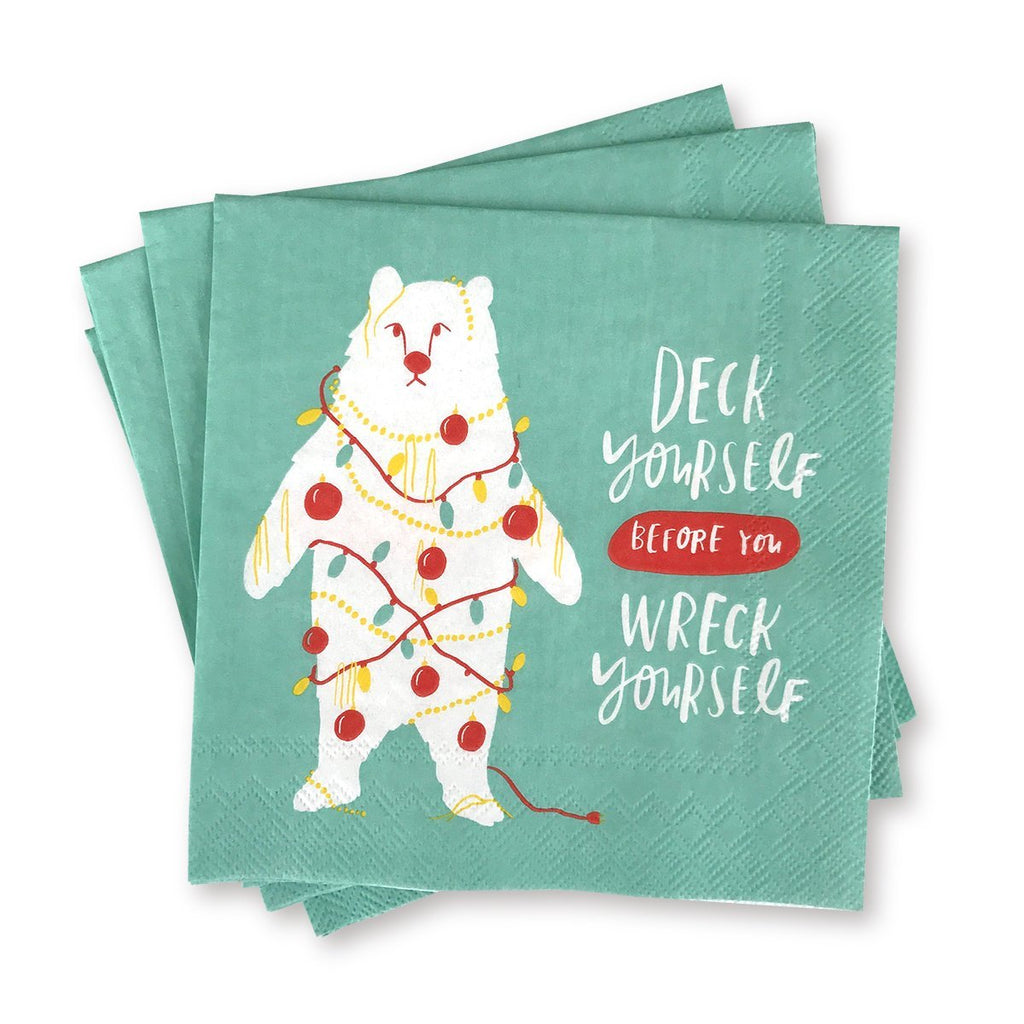 Em & Friends Deck Yourself Holiday Cocktail Napkins, Pack of 20 by Em and Friends, SKU 2-02468