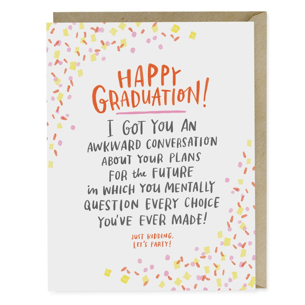 Em & Friends Awkward Convo Graduation Card dis by Em and Friends, SKU 2-02336