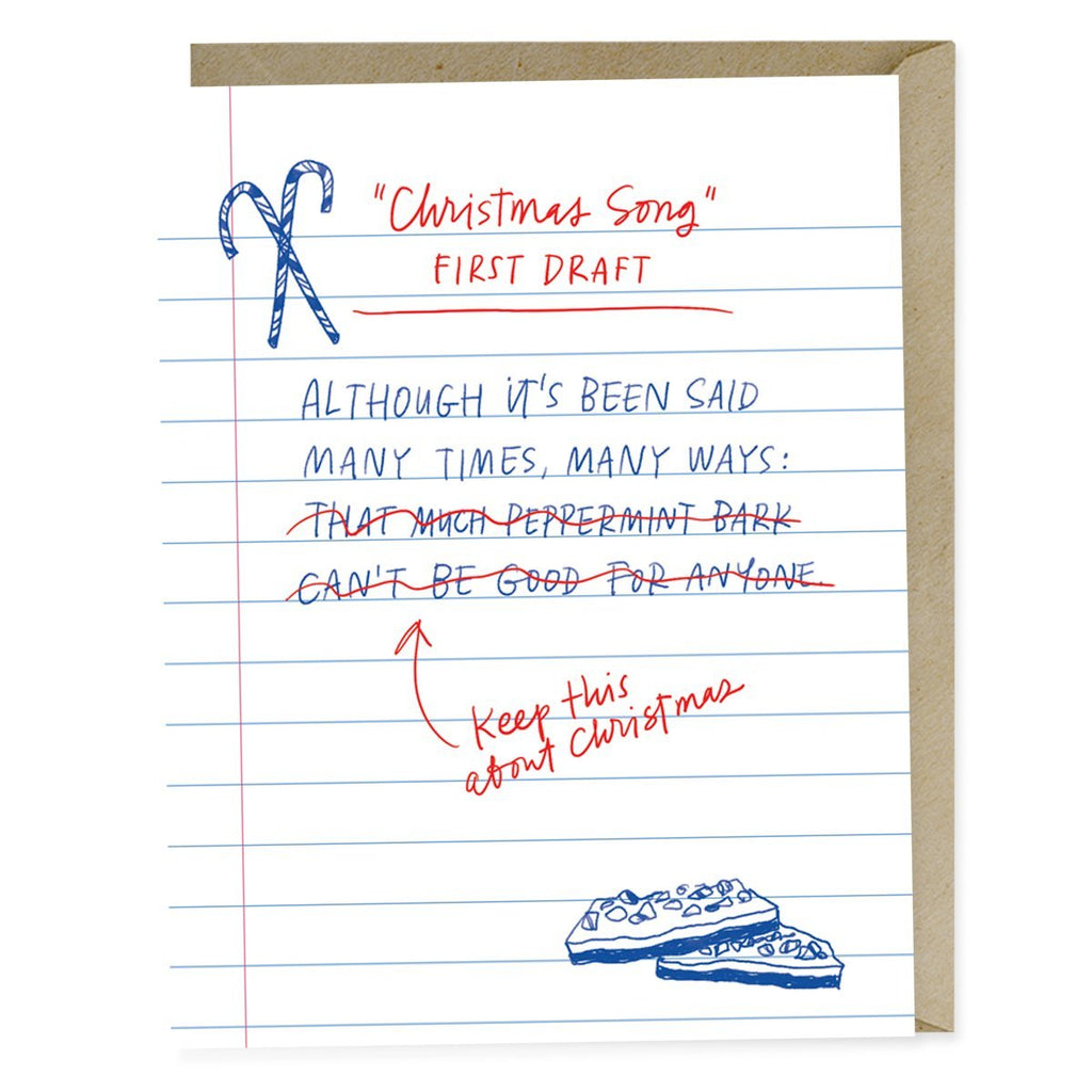 Em & Friends First Draft Lyrics Christmas Song Card Sale Greeting Card by Em and Friends, SKU 2-02487