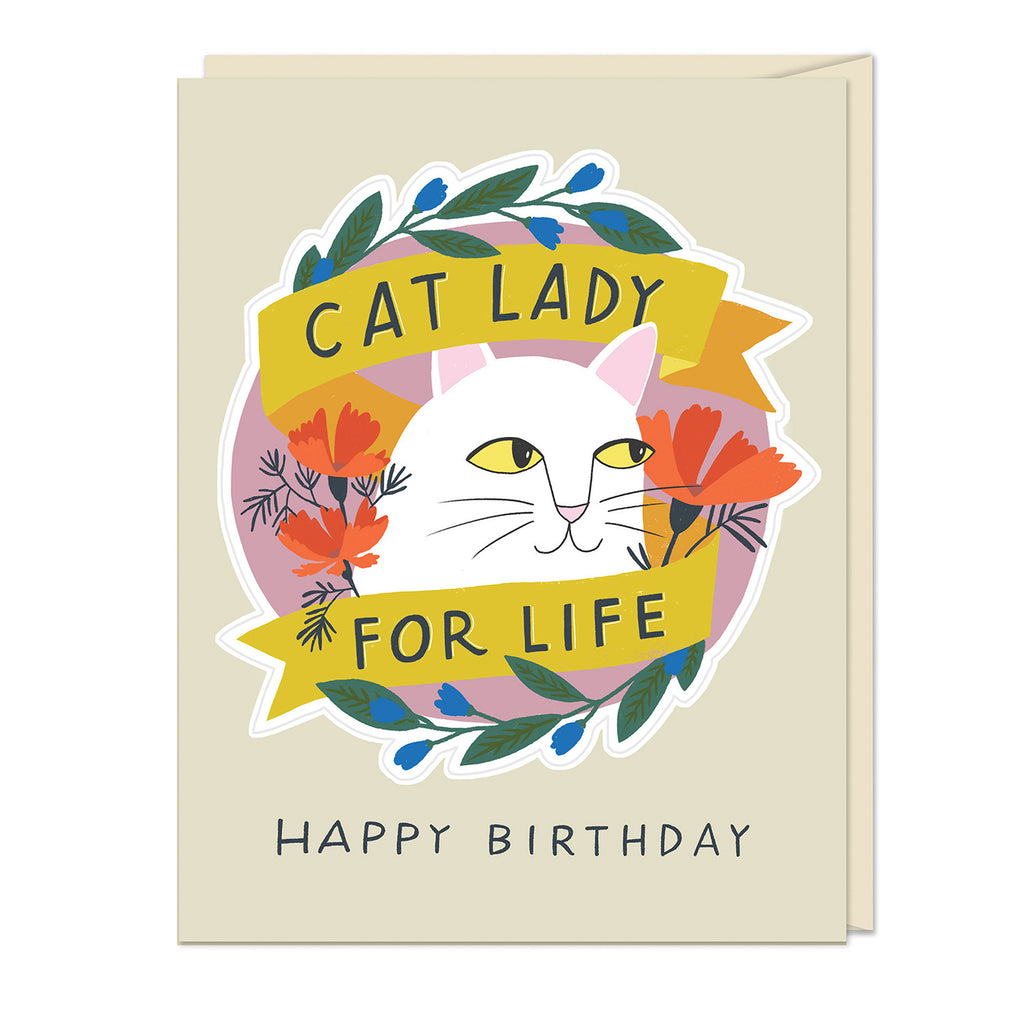 Em & Friends Cat Lady for Life Birthday Sticker Card