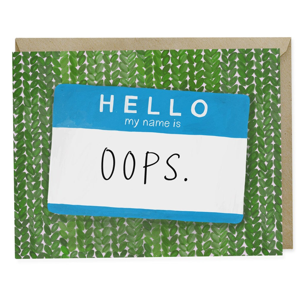 Em & Friends Hello My Name Is Oops Apology Card by Em and Friends, SKU 2-02044