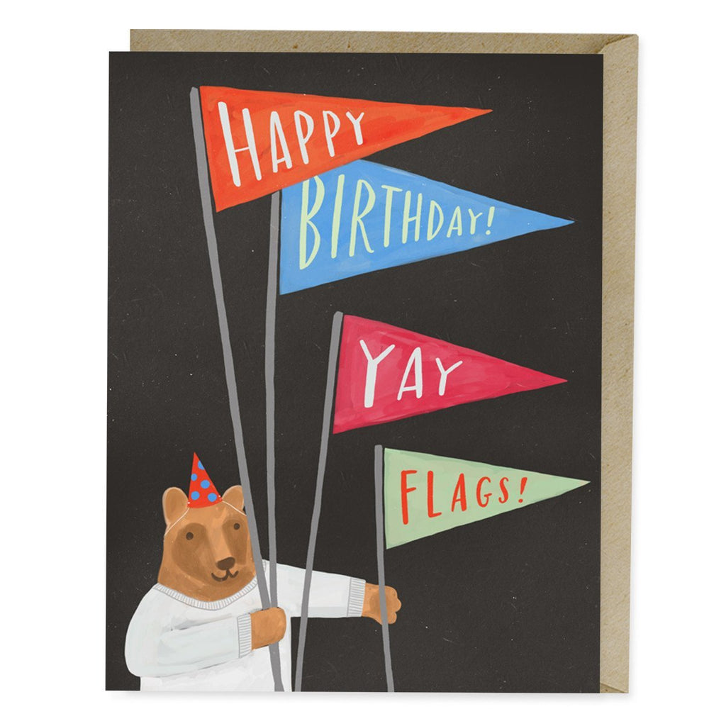 Em & Friends Yay Flags! Bear Birthday Card by Em and Friends, SKU 2-02160