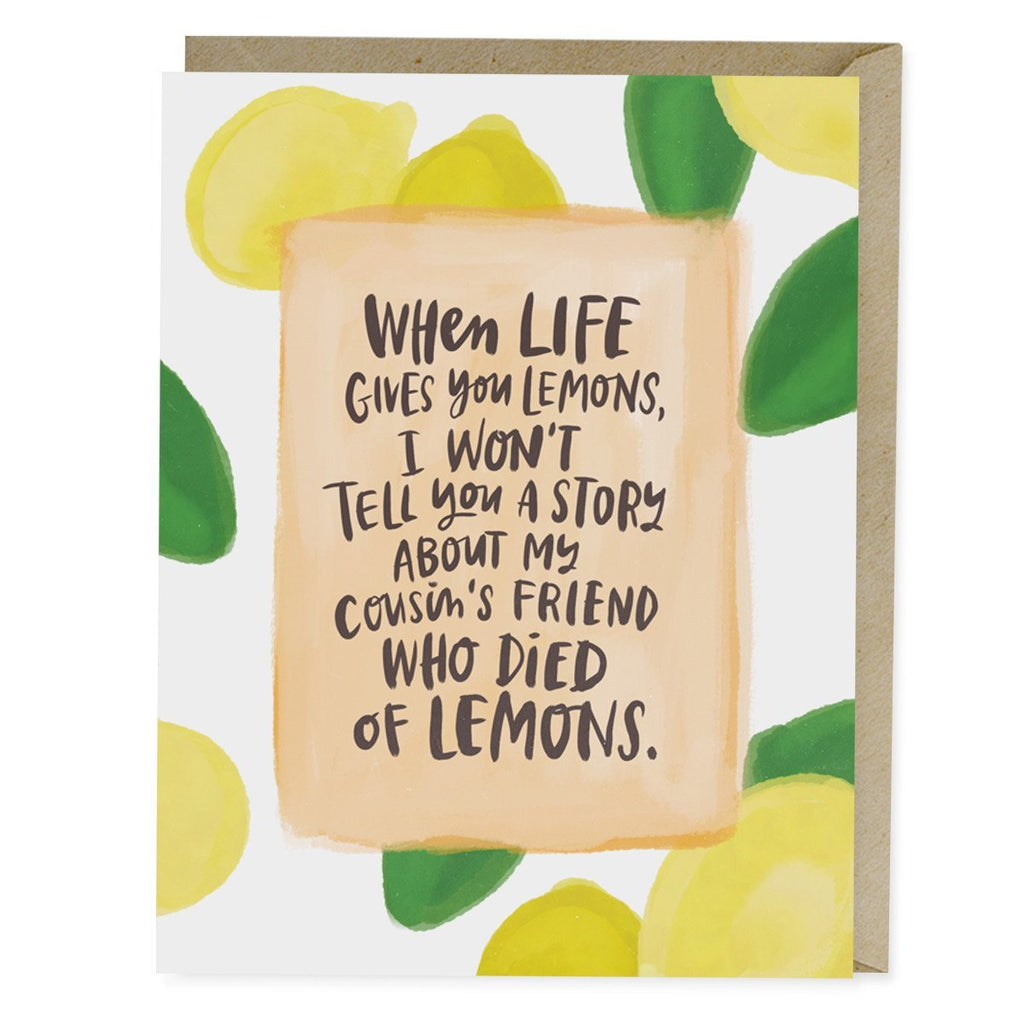 Em & Friends Died of Lemons Empathy Card & Sympathy Card Blank Greeting Cards with Envelope by Em and Friends, SKU 2-02206